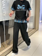 GXZ Men’s D&G-Inspired Graphic T-Shirt – Bold Black with Blue Details