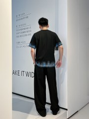 GXZ Men’s D&G-Inspired Graphic T-Shirt – Bold Black with Blue Details