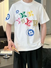 GXZ Men’s Multicolor LV-Inspired T-Shirt – Premium Streetwear for Bold Style