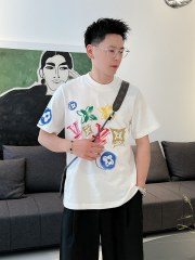 GXZ Men’s Multicolor LV-Inspired T-Shirt – Premium Streetwear for Bold Style