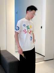GXZ Men’s Multicolor LV-Inspired T-Shirt – Premium Streetwear for Bold Style