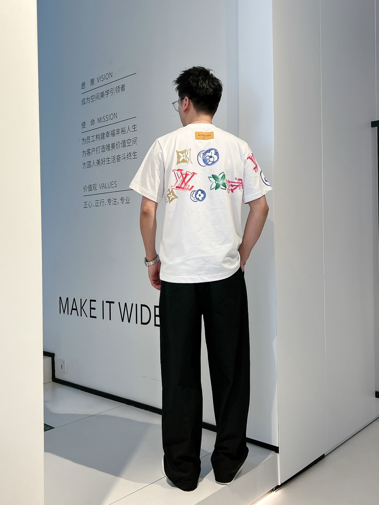 GXZ Men’s Multicolor LV-Inspired T-Shirt – Premium Streetwear for Bold Style