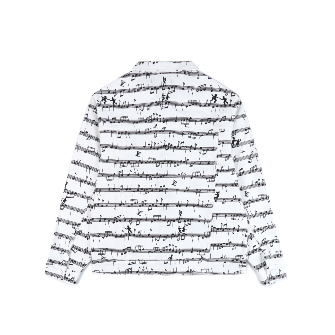 Strike the Perfect Note with the GXZ Musical Print Denim Jacket