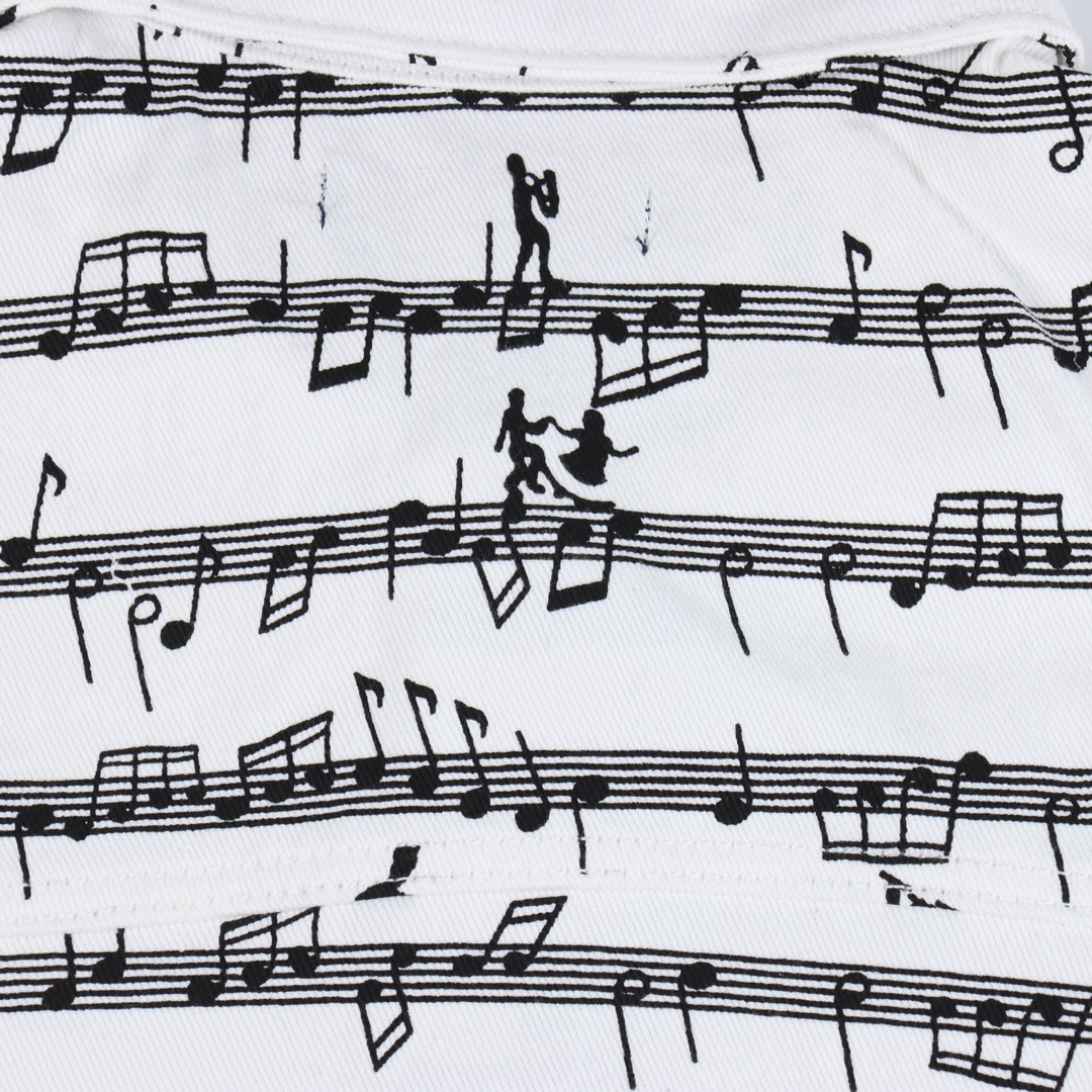 Strike the Perfect Note with the GXZ Musical Print Denim Jacket