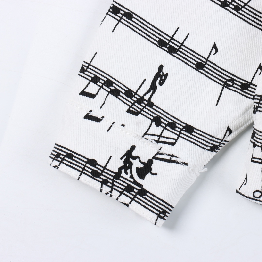 Strike the Perfect Note with the GXZ Musical Print Denim Jacket