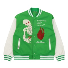Make a Bold Statement with the GXZ Skeleton Embroidery Varsity Jacket