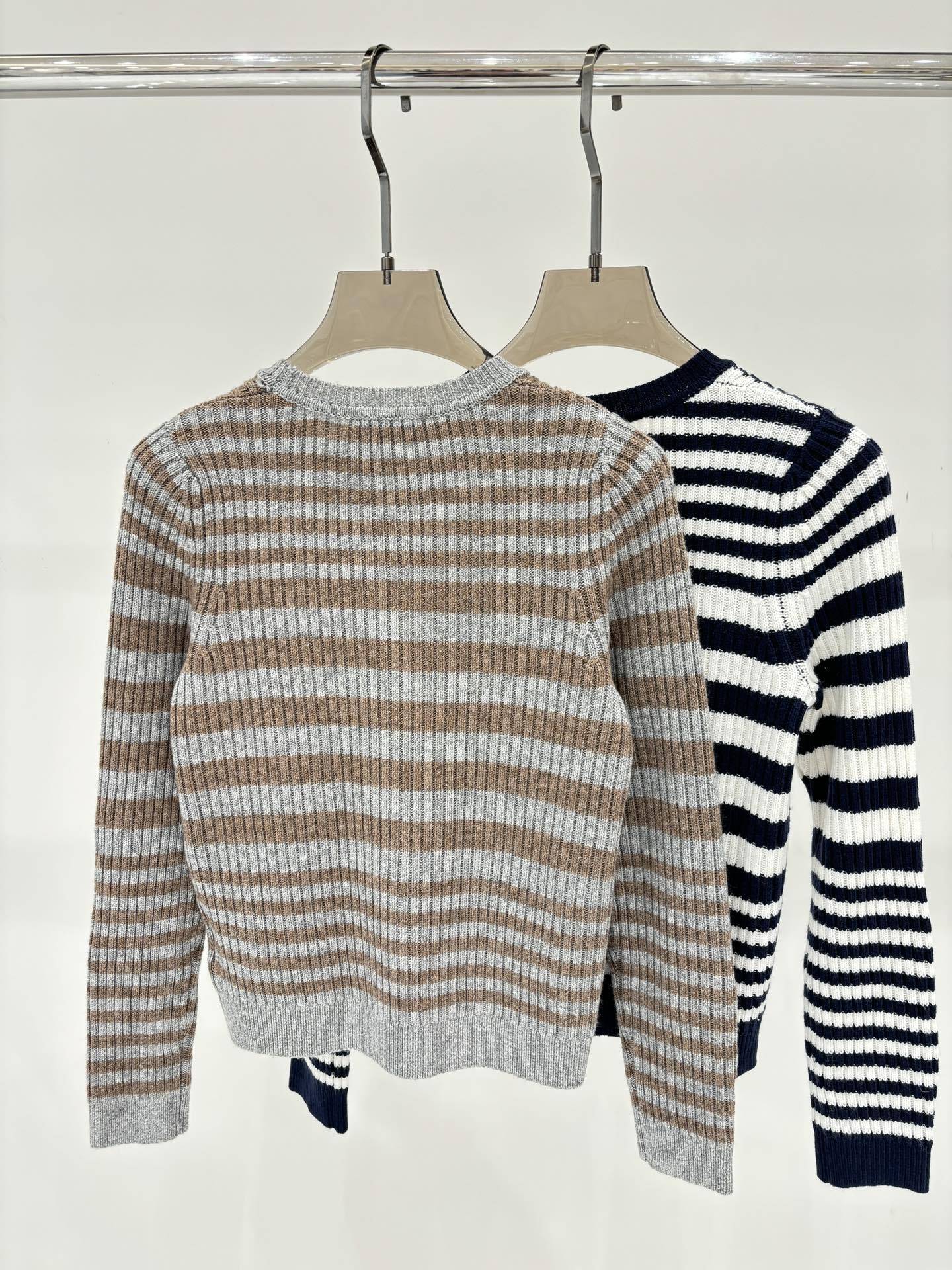Timeless Elegance: GXZ Striped Knit Sweater with Embroidered Logo