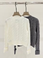GXZ Elegant Cable Knit Cardigan with Embroidered Logo