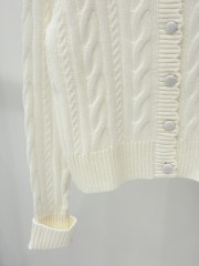 GXZ Elegant Cable Knit Cardigan with Embroidered Logo