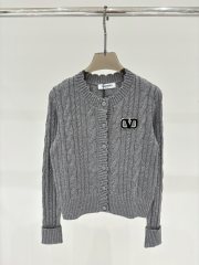 GXZ Elegant Cable Knit Cardigan with Embroidered Logo