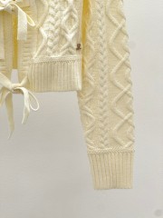Chanel-Inspired Cable Knit Cardigan – Elegance with Feminine Touches