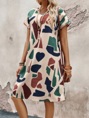 GXZ Abstract Printed Casual Summer Dress - Effortless Style