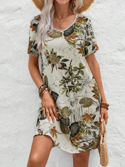 GXZ Tropical Floral Print Summer Dress - Relaxed and Stylish