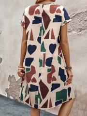 GXZ Abstract Printed Casual Summer Dress - Effortless Style