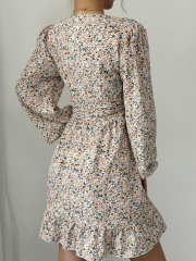 GXZ Long-Sleeve Floral Skater Dress - Effortless Elegance