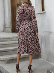 GXZ Leopard Print Midi Wrap Dress - Bold & Elegant Style