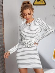 GXZ Striped Bodycon Mini Dress - Effortless Elegance