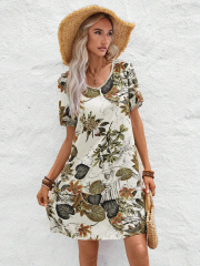 GXZ Tropical Floral Print Summer Dress - Relaxed and Stylish