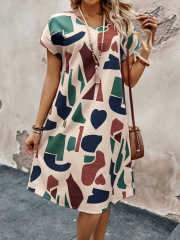GXZ Abstract Printed Casual Summer Dress - Effortless Style