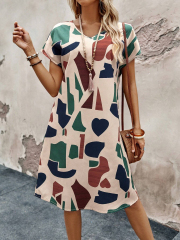 GXZ Abstract Printed Casual Summer Dress - Effortless Style