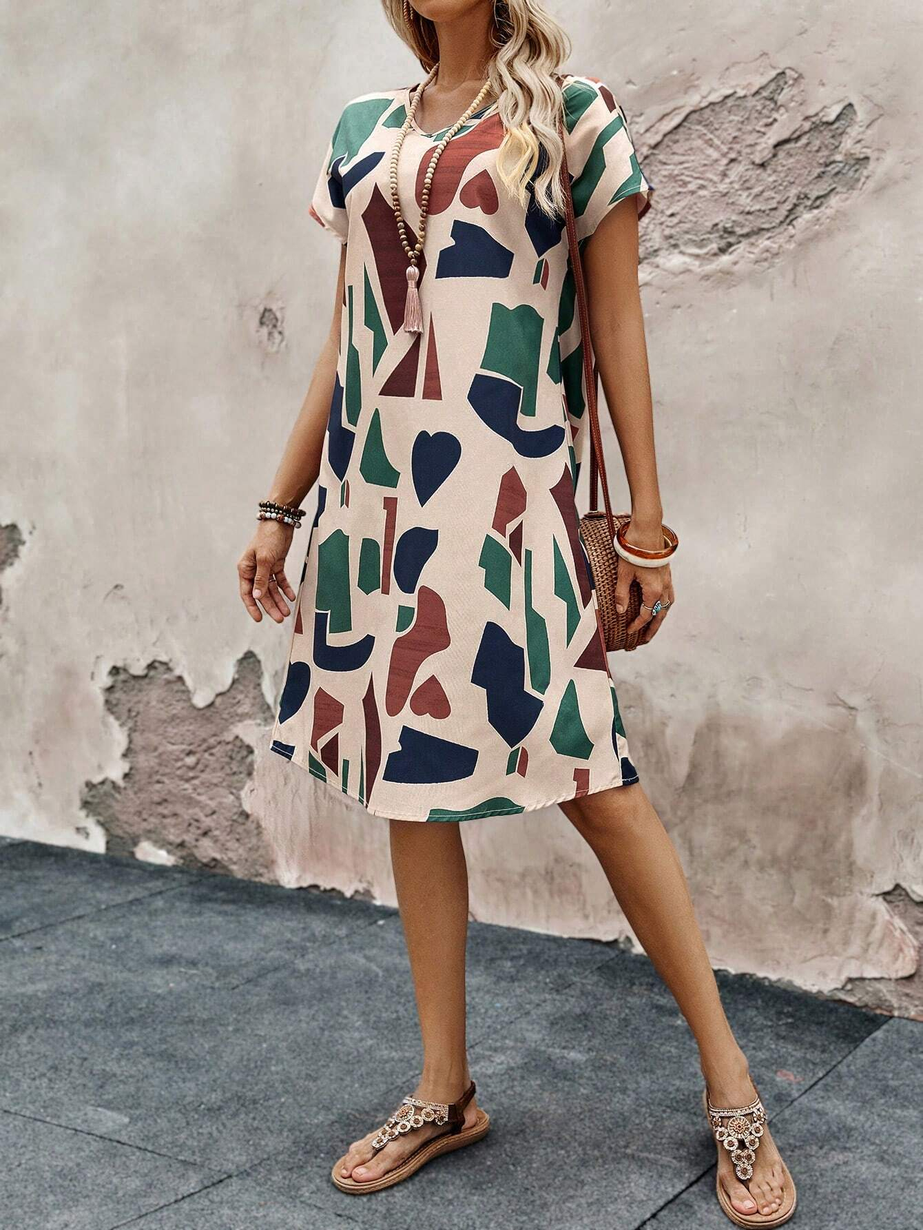 GXZ Abstract Printed Casual Summer Dress - Effortless Style