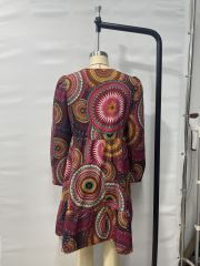 Captivating Bohemian Vibes - GXZ V-Neck Printed Long-Sleeve Dress