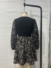 GXZ Long-Sleeve Floral Skater Dress - Effortless Elegance