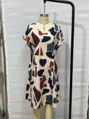 GXZ Abstract Printed Casual Summer Dress - Effortless Style