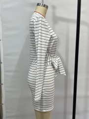 GXZ Striped Bodycon Mini Dress - Effortless Elegance