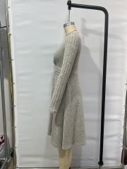 GXZ Ribbed Knit Twisted Waist A-Line Dress - Sophisticated Comfort