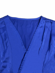 GXZ Elegant Royal Blue Wrap Dress with Ruffle Hem