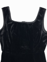 GXZ Black Velvet Bodycon Dress with Side Slit - Sleek and Sophisticated