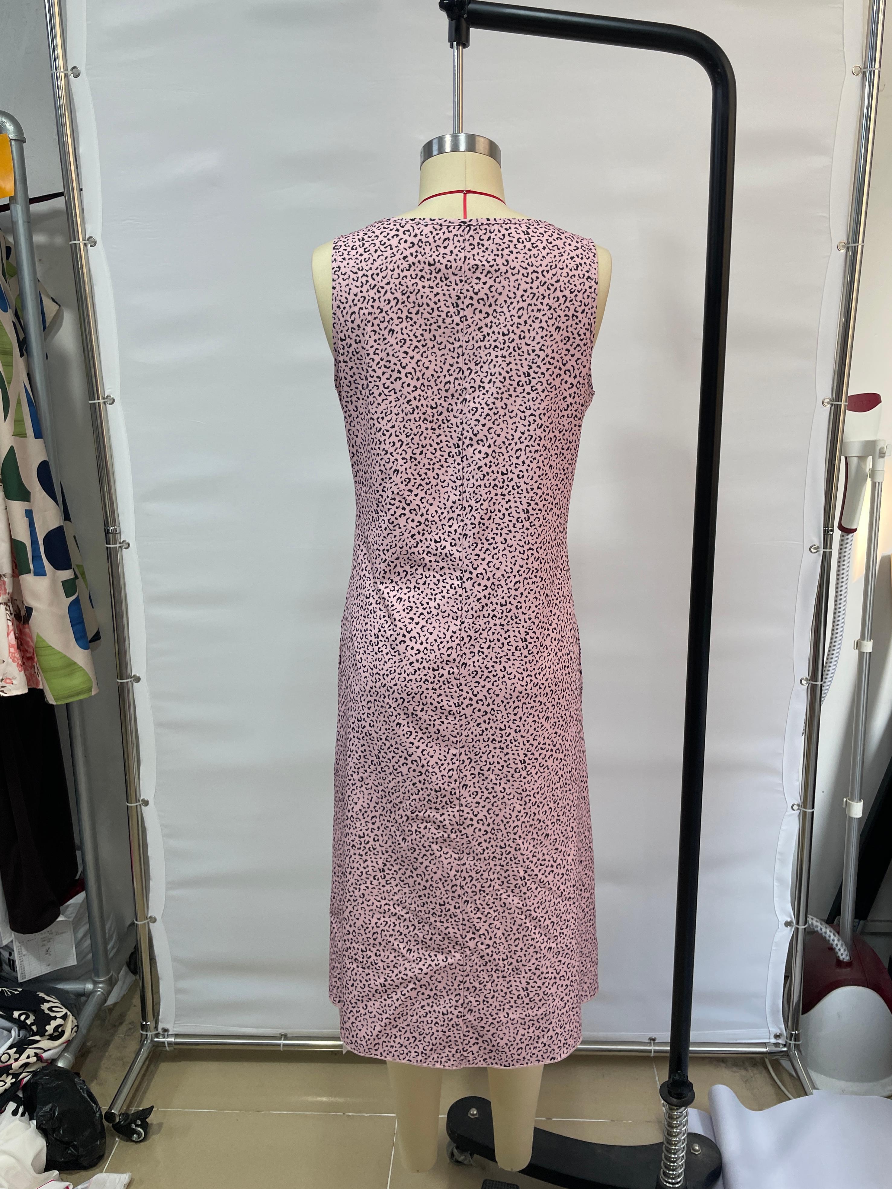 GXZ Sleeveless Leopard Print Midi Dress - Casual Chic and Effortless Style