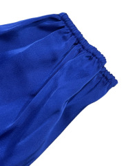 GXZ Elegant Royal Blue Wrap Dress with Ruffle Hem