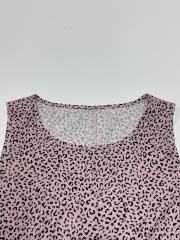 GXZ Sleeveless Leopard Print Midi Dress - Casual Chic and Effortless Style