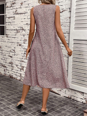 GXZ Sleeveless Leopard Print Midi Dress - Casual Chic and Effortless Style