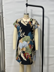 GXZ Tropical Print Chiffon Tunic Dress - Lightweight Elegance