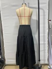 GXZ Tiered Black Maxi Skirt - Effortless Elegance for Every Occasion