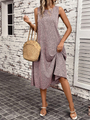 GXZ Sleeveless Leopard Print Midi Dress - Casual Chic and Effortless Style