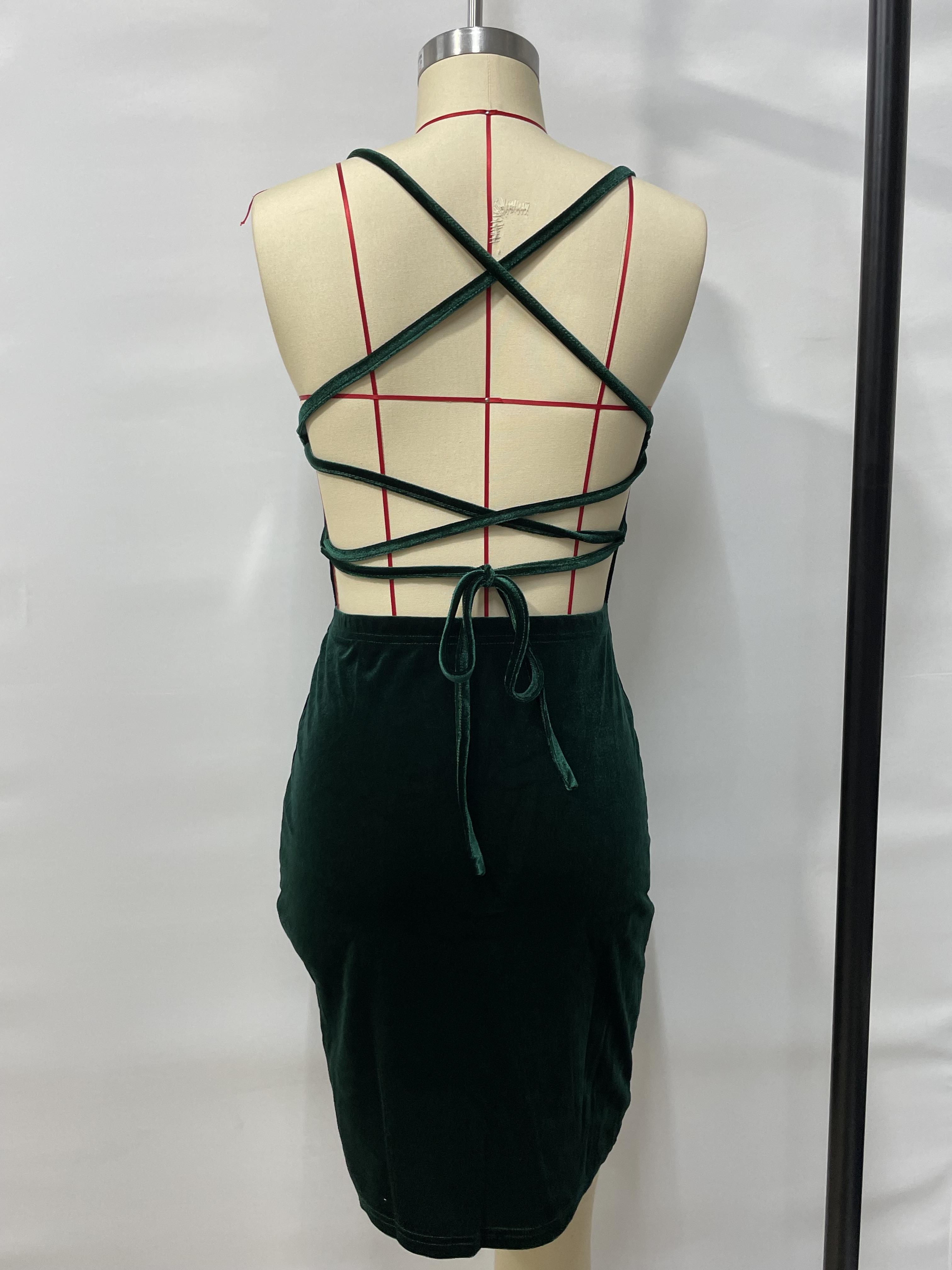 GXZ Elegant Velvet Bodycon Dress - Perfect for Evening Glamour