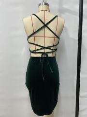 GXZ Elegant Velvet Bodycon Dress - Perfect for Evening Glamour