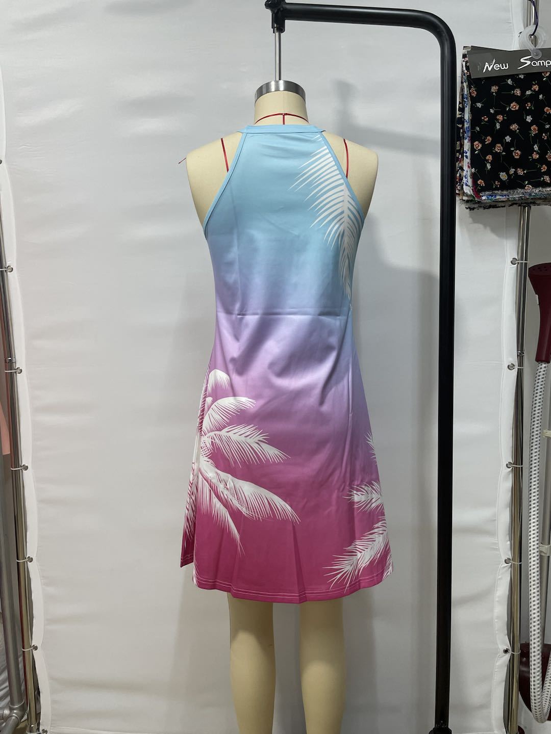 GXZ Gradient Palm Print Sleeveless Dress - A Tropical Summer Essential