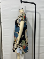 GXZ Tropical Print Chiffon Tunic Dress - Lightweight Elegance