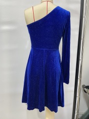 GXZ Glitter One-Shoulder Velvet Dress - A Showstopper for Evening Elegance