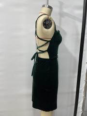 GXZ Elegant Velvet Bodycon Dress - Perfect for Evening Glamour