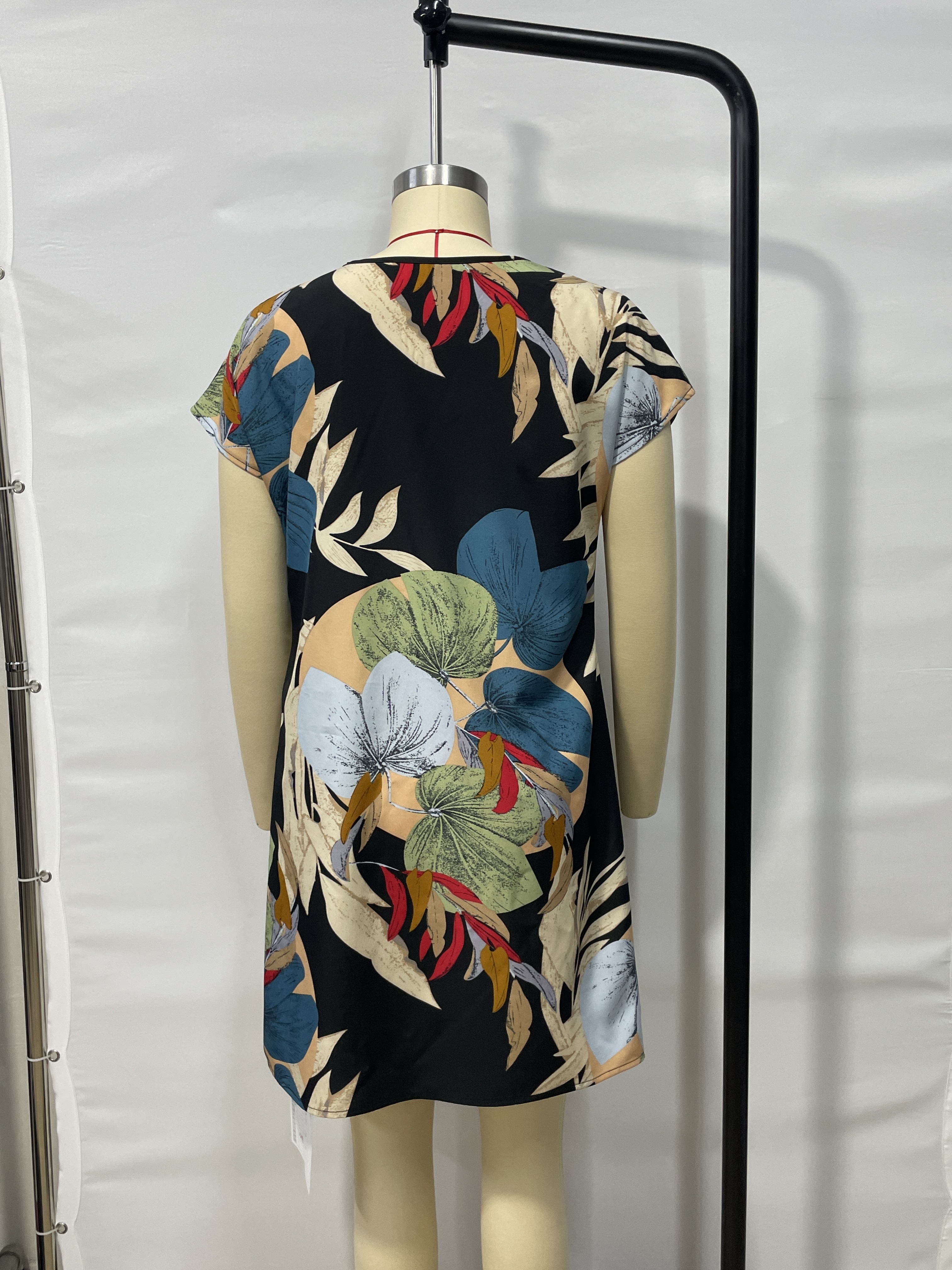 GXZ Tropical Print Chiffon Tunic Dress - Lightweight Elegance