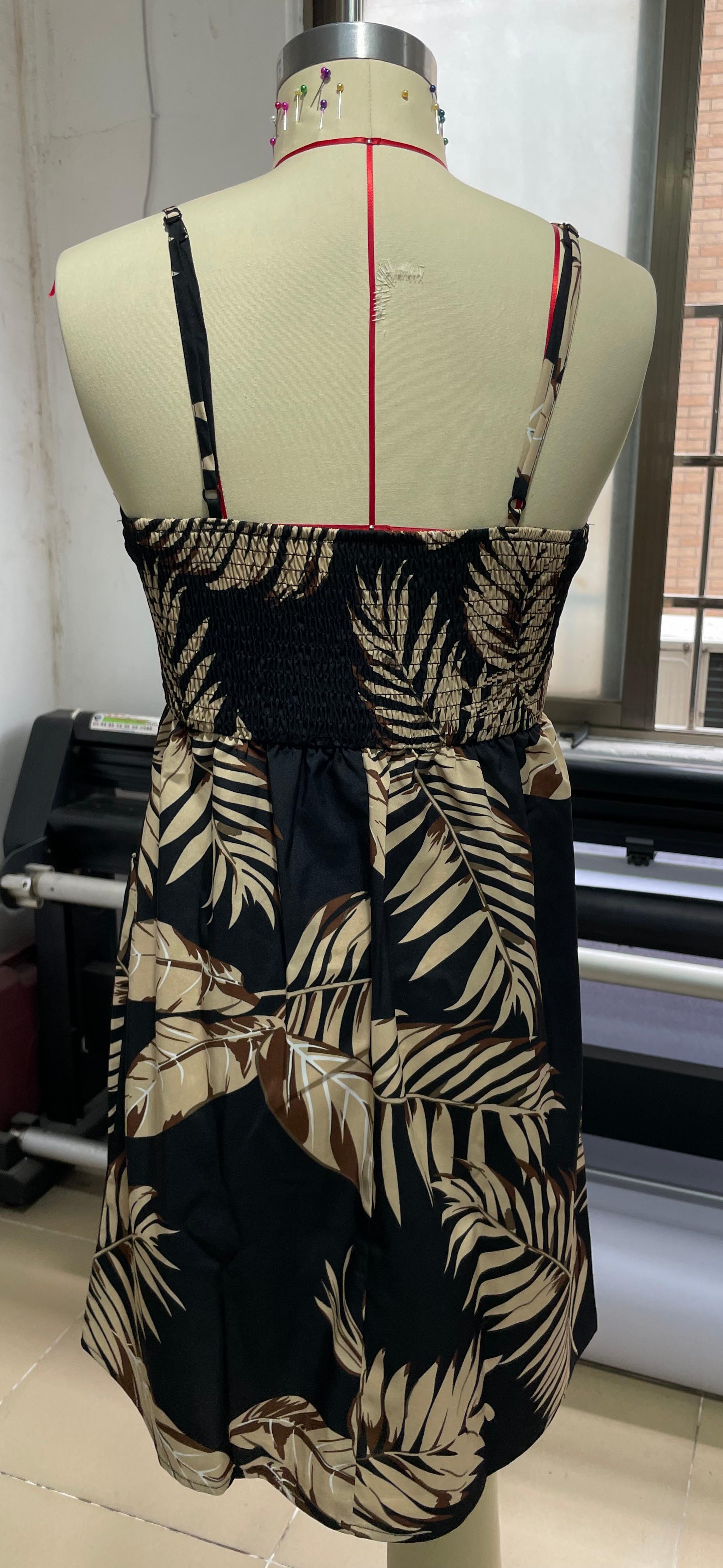 GXZ Tropical Leaf Print Sundress – Effortless Summer Style