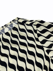 GXZ Black and White Off-Shoulder Geometric Wrap Dress