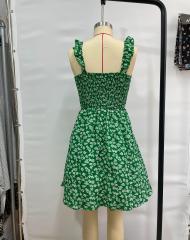GXZ Green Floral Summer Dress - Beach-Ready Elegance