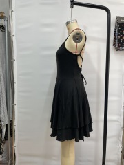 GXZ Black Layered Hem Spaghetti Strap Dress – Timeless Elegance